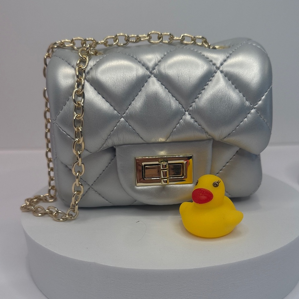 Silver Quilted Chain Bag